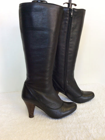 TOSHOP BLACK LEATHER KNEE LENGTH BOOTS SIZE 3.5/36