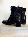 ITALIAN BLACK LEATHER LACE UP BOOTS SIZE 7/40