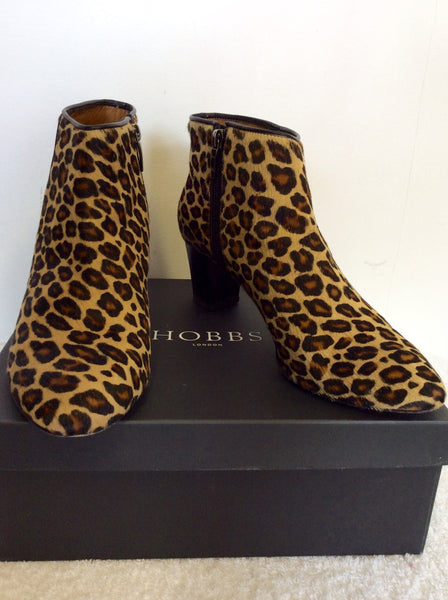 HOBBS LEOPARD PRINT FAUX PONY SKIN ANKLE BOOTS SIZE 7.5/41