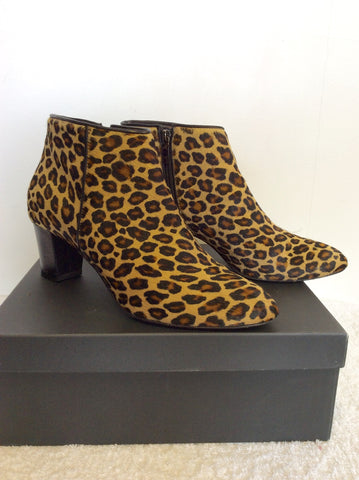 HOBBS LEOPARD PRINT FAUX PONY SKIN ANKLE BOOTS SIZE 7.5/41