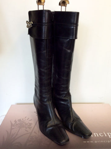 PRINCIPLES BLACK LEATHER KNEE HIGH BOOTS SIZE 7.5/41