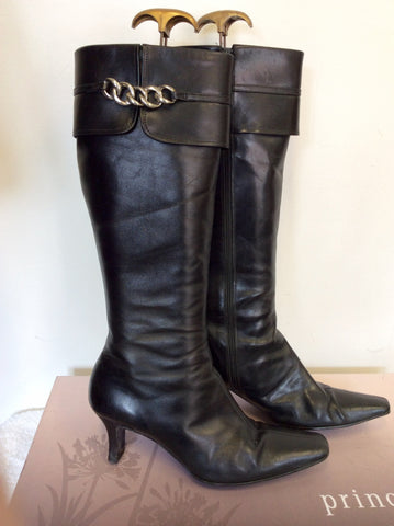 PRINCIPLES BLACK LEATHER KNEE HIGH BOOTS SIZE 7.5/41
