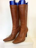 KURT GEIGER BROWN LEATHER CALF LENGTH BOOTS SIZE 3.5/36