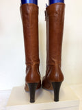 KURT GEIGER BROWN LEATHER CALF LENGTH BOOTS SIZE 3.5/36