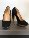 ROLAND MOURET BLACK SUEDE & WOODEN PLATFORM HEELS SIZE 3.5/36