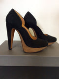 ROLAND MOURET BLACK SUEDE & WOODEN PLATFORM HEELS SIZE 3.5/36