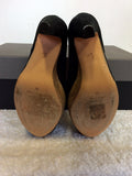 ROLAND MOURET BLACK SUEDE & WOODEN PLATFORM HEELS SIZE 3.5/36