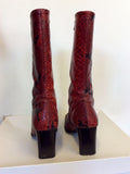 JANE SHILTON RED SNAKESKIN CALF LENGTH BOOTS SIZE 7/40