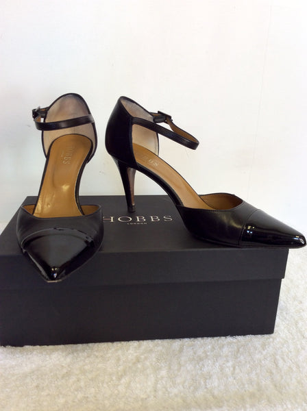HOBBS BLACK LEATHER MARY JANE HEELS SIZE 4/37