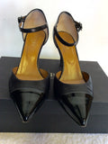 HOBBS BLACK LEATHER MARY JANE HEELS SIZE 4/37