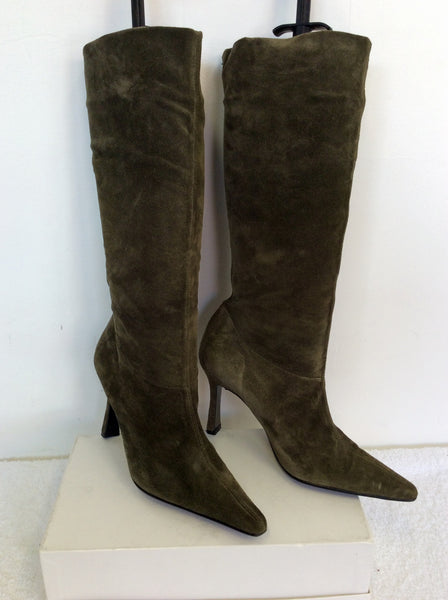 SHELLYS GREEN SUEDE BOOTS SIZE 3.5/36