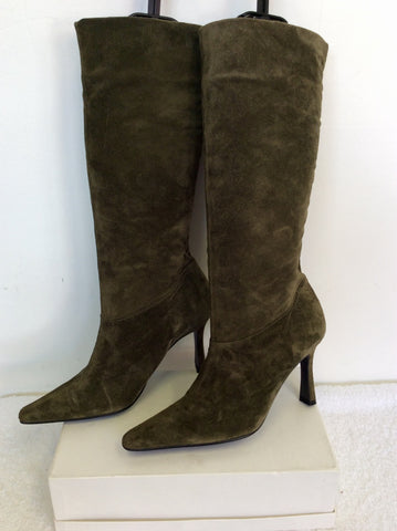 SHELLYS GREEN SUEDE BOOTS SIZE 3.5/36