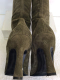 SHELLYS GREEN SUEDE BOOTS SIZE 3.5/36