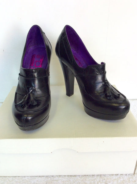 RED OR DEAD BLACK LEATHER PLATFORM HEELS SIZE 3/36