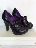 RED OR DEAD BLACK LEATHER PLATFORM HEELS SIZE 3/36