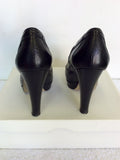 RED OR DEAD BLACK LEATHER PLATFORM HEELS SIZE 3/36