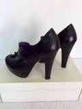 RED OR DEAD BLACK LEATHER PLATFORM HEELS SIZE 3/36