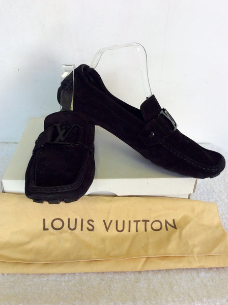 LOUIS VUITTON BLACK SUEDE MONTE CARLO SLIP ON LOAFERS SIZE 9/43