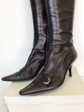 SERGIO ROSSI BLACK LEATHER KNEE HIGH BOOTS SIZE 7.5 / 41