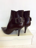 ROGER VIVIER DARK BROWN ITALIAN LEATHER ANKLE BOOTS SIZE 7.5/40.5