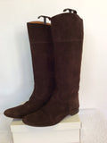 HERMES DARK BROWN SUEDE KNEE LENGTH FLAT BOOTS SIZE 7.5/41
