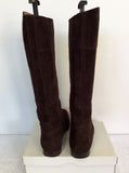 HERMES DARK BROWN SUEDE KNEE LENGTH FLAT BOOTS SIZE 7.5/41