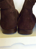 HERMES DARK BROWN SUEDE KNEE LENGTH FLAT BOOTS SIZE 7.5/41