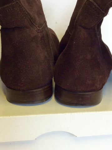 HERMES DARK BROWN SUEDE KNEE LENGTH FLAT BOOTS SIZE 7.5/41