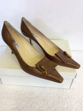 BRAND NEW JIMMY CHOO LIGHT BROWN ALL LEATHER HEELS SIZE 7.5/41.5