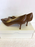 BRAND NEW JIMMY CHOO LIGHT BROWN ALL LEATHER HEELS SIZE 7.5/41.5