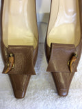 BRAND NEW JIMMY CHOO LIGHT BROWN ALL LEATHER HEELS SIZE 7.5/41.5
