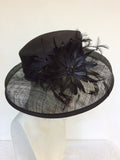 MARKS & SPENCER BLACK FEATHER TRIM FORMAL HAT