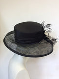 MARKS & SPENCER BLACK FEATHER TRIM FORMAL HAT