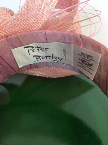 PETER BETTLEY PINK SILK & FEATHER CRYSTAL TRIM FASCINATOR