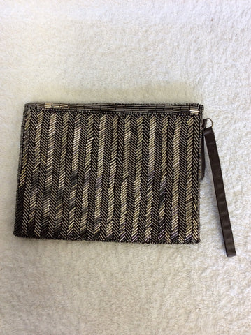 BRAND NEW COAST SILVER GREY BEADED CLUTCH BAG