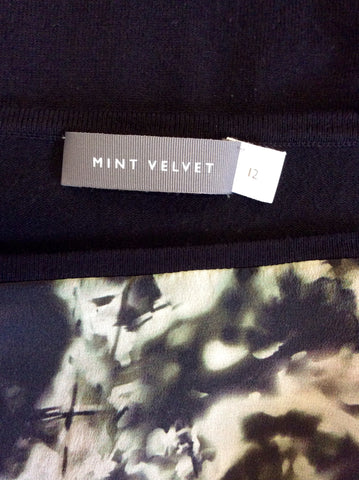 MINT VELVET BLACK KNIT & SILK PRINT FRONT JUMPER SIZE 12