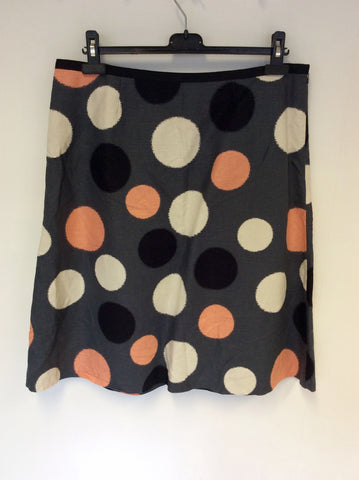 LAURA ASHLEY GREY SPOTTED LINEN & COTTON SKIRT SIZE 16