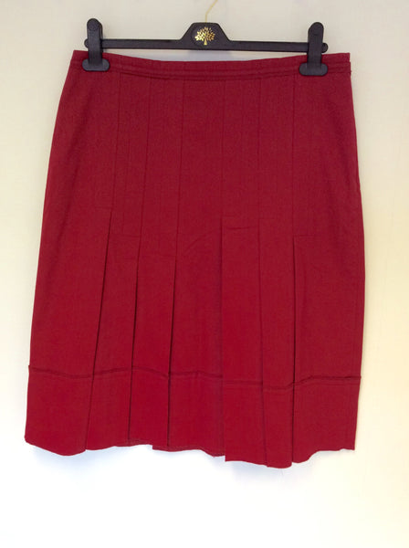 BCBGMAXAZRIA RED PLEATED KNEE LENGTH SKIRT SIZE 14