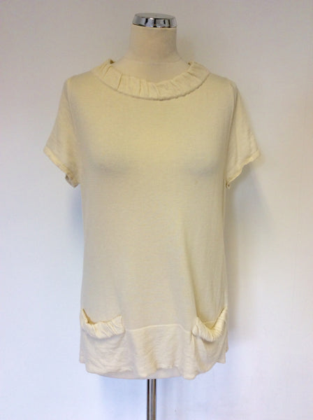 MAX MARA CREAM CASHMERE & SILK SHORT SLEEVE JUMPER SIZE L