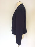 MINT VELVET DARK BLUE ZIP UP COTTON BLEND JACKET SIZE 16