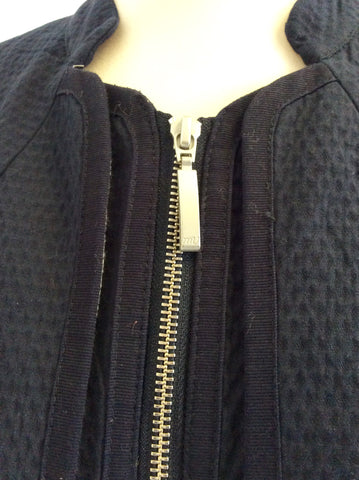 MINT VELVET DARK BLUE ZIP UP COTTON BLEND JACKET SIZE 16