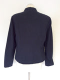 MINT VELVET DARK BLUE ZIP UP COTTON BLEND JACKET SIZE 16