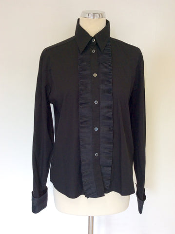DAKS BLACK PLEATED FRONT SHIRT SIZE 14