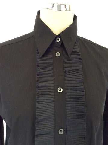 DAKS BLACK PLEATED FRONT SHIRT SIZE 14