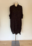 HOBBS DARK GREEN & BLACK LEOPARD PRINT SHIRT DRESS SIZE 16