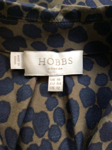 HOBBS DARK GREEN & BLACK LEOPARD PRINT SHIRT DRESS SIZE 16