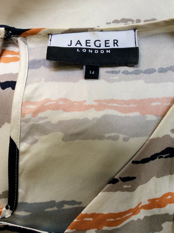 JAEGER SILK PRINT 3/4 SLEEVE TOP SIZE 14