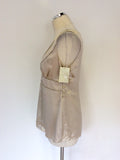 BRAND NEW ELLE MACPHEARSON CARAMEL CREAM BEADED SILK TOP SIZE M