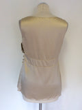 BRAND NEW ELLE MACPHEARSON CARAMEL CREAM BEADED SILK TOP SIZE M