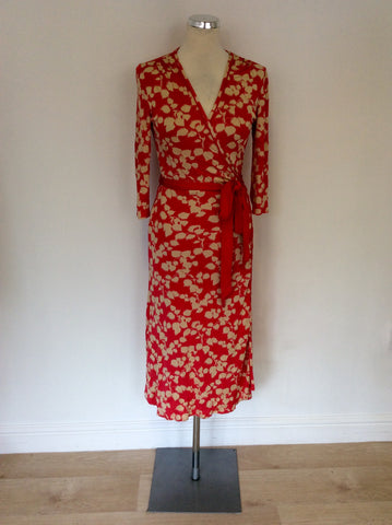 COAST PINK & CREAM PRINT SILK WRAP DRESS SIZE 14